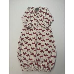 Kate Quinn Whale Print Baby Gown Sleeper 3-6M Organic Cotton